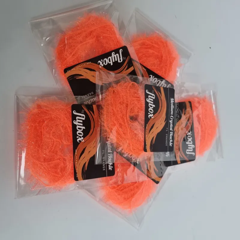Flybox Medium Crystal Hackle in Fl.Orange-1